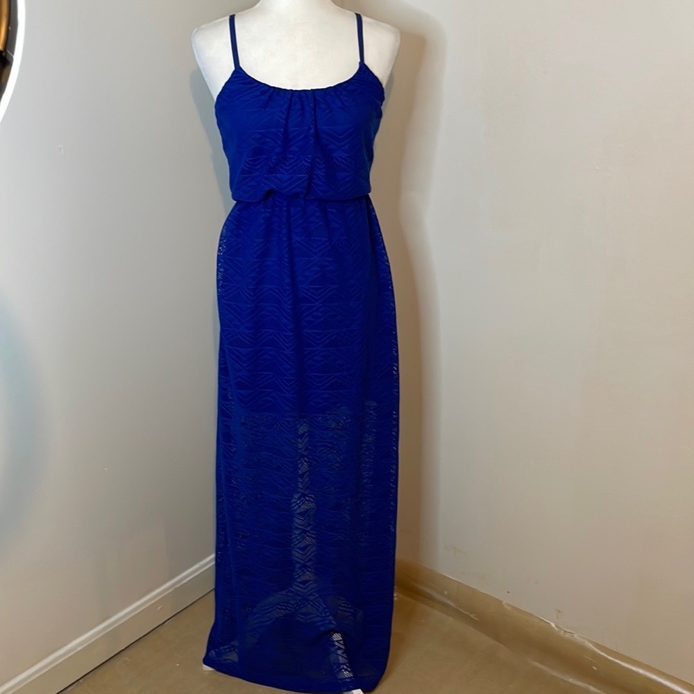 R Wish lace maxi dress color blue size small